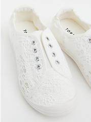 Plus Size Riley - White Crochet Ruched Sneaker (WW), WHITE, hi-res