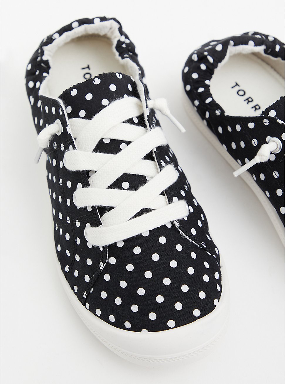 Plus Size Riley - Black Polka Dot Ruched Sneaker, BLACK, hi-res