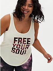 Free Your Soul Ivory Wicking Active Tank, IVORY, hi-res