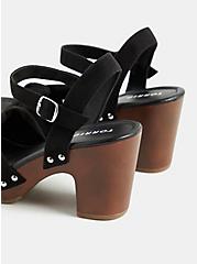 Black Faux Suede & Faux Wood Knot Platform Heel (WW), BLACK, alternate