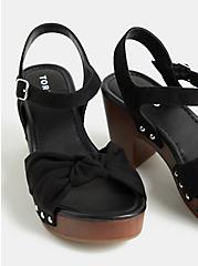 Plus Size Black Faux Suede & Faux Wood Knot Platform Heel (WW), BLACK, alternate