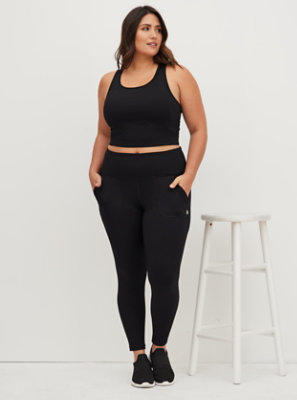 Plus Size - Black Full Length Wicking Active Legging with Trouser ...