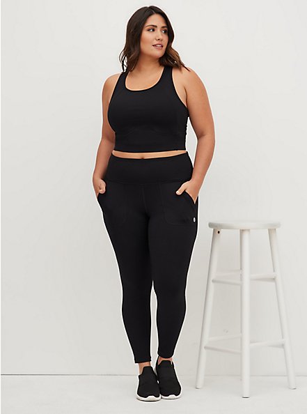Plus Size - Black Full Length Wicking Active Legging with Trouser ...