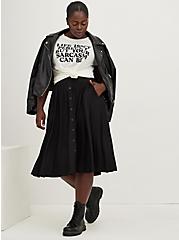 Midi Super Soft Button-Front Skirt, DEEP BLACK, hi-res