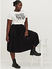 Super Soft Black Button Midi Skirt, DEEP BLACK, alternate