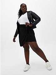 Plus Size Super Soft Black Wrap Mini Skirt, DEEP BLACK, alternate