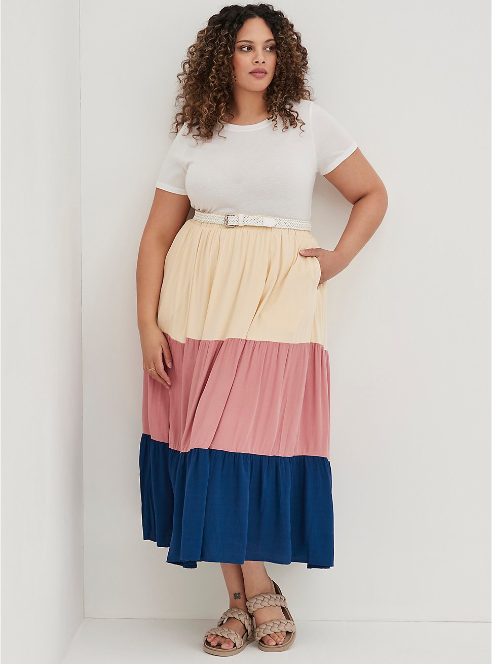 Maxi Woven Tiered Skirt, MULTI, hi-res