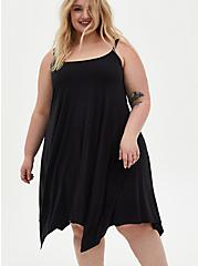 Plus Size Midi Studio Cupro Trapeze Dress, DEEP BLACK, alternate
