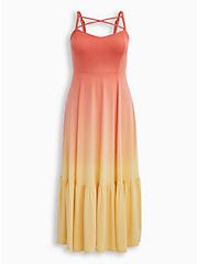 Plus Size Strappy Maxi Dress - Super Soft Coral Ombre , DEEP SEA CORAL, hi-res
