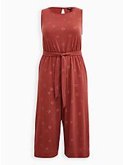 Marsala Stars Textured Knit Culotte Jumpsuit, PINK STAR, hi-res