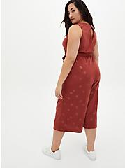 Plus Size Marsala Stars Textured Knit Culotte Jumpsuit, STARS - PINK, alternate