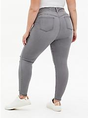 Plus Size Bombshell Skinny Jean - Super Soft Grey with Destructured Hem, SMOKE AND MIRRORS, alternate