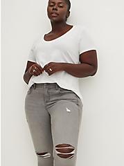 Bombshell Skinny Jean - Super Soft Grey with Destructured Hem, SMOKE AND MIRRORS, alternate