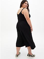 Plus Size Super Soft Culotte Jumpsuit, BLACK, alternate
