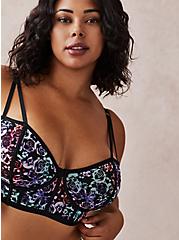 Simply Mesh Strappy Underwire Bra, MIRRORED SKULL FLORAL, hi-res