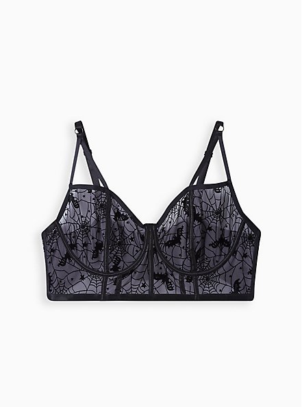 Simply Mesh Strappy Underwire Bra, WEBS BATS CHARCOAL, hi-res