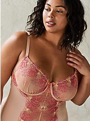 Plus Size Embroidered Mesh Strappy Chemise, ROSE DUST, alternate