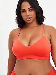 Racerback Lightly Padded Seamless Flirt Bralette - Coral Lace, CORAL, hi-res