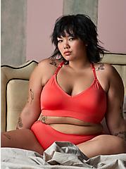 Plus Size Racerback Lightly Padded Seamless Flirt Bralette - Coral Lace, CORAL, hi-res