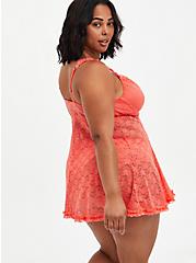 Underwire Unlined Babydoll - Lace Coral, CORAL, alternate
