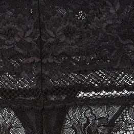 Fleur Lace Mid-Rise Thong Panty, BLACK, swatch