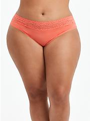 Second Skin Thong Panty - Lace Coral, LIVING CORAL, hi-res