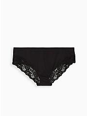 Flirt Hipster Panty - Lace + Seamless Black, RICH BLACK, hi-res