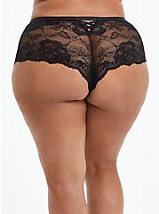 Plus Size Lattice Back Cheeky Panty - Lace Black, RICH BLACK, alternate