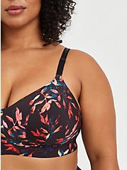 Plus Size  Lightly Lined Longline Wire-Free Bra - Leaves Black with 360° Back Smoothing™ , LEAVES - MULTI, alternate
