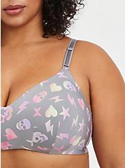 Plus Size Lightly Lined Wire-Free Bra - Grey Skull Abstract with 360° Back Smoothing™ , ABSTRACT TOSS GREY , alternate