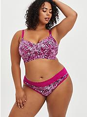 Plus Size Lightly Lined Longline Wire-Free Bra - Leopard Fuchsia with 360° Back Smoothing™, LEOPARD, alternate