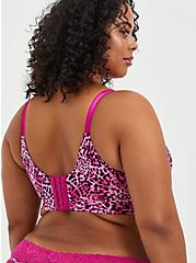 Plus Size Lightly Lined Longline Wire-Free Bra - Leopard Fuchsia with 360° Back Smoothing™, LEOPARD, alternate