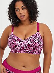Lightly Lined Longline Wire-Free Bra - Leopard Fuchsia with 360° Back Smoothing™, LEOPARD, hi-res