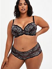 Plus Size Lightly Lined T-Shirt Bra - Lace Black & Pink, FADED FLORAL, alternate