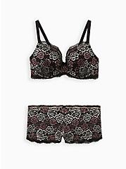Plus Size Lightly Lined T-Shirt Bra - Lace Black & Pink, FADED FLORAL, alternate