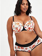 Plus Size Push-Up T-Shirt Bra - Floral Lips with 360° Back Smoothing™️, ROSEY KISSES BEIGE, alternate