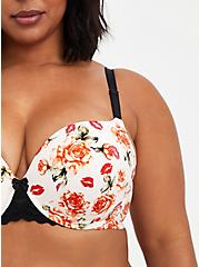 Push-Up T-Shirt Bra - Floral Lips with 360° Back Smoothing™️, ROSEY KISSES BEIGE, alternate