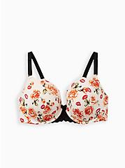 Push-Up T-Shirt Bra - Floral Lips with 360° Back Smoothing™️, ROSEY KISSES BEIGE, hi-res