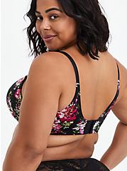 Plus Size Push-Up T-Shirt Bra - Floral Black with 360° Back Smoothing™ , FLORAL DISPERSE, alternate