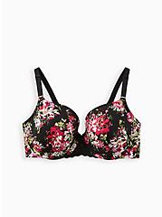 Plus Size Push-Up T-Shirt Bra - Floral Black with 360° Back Smoothing™ , FLORAL DISPERSE, hi-res
