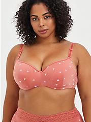 Plus Size Full Coverage Balconette Bra - Rose Hearts with 360° Back Smoothing™ , HEARTS OF GOLD RED, hi-res
