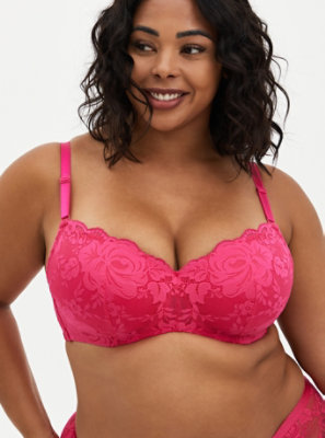 Torrid Full-Coverage Unlined Lace Straight Back Bra 46C NWT Rose Dust