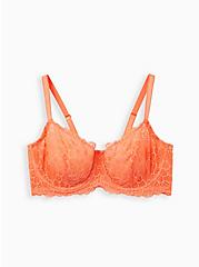 Unlined Balconette Bra - Ditsy Floral Lace Coral , LIVING CORAL, hi-res