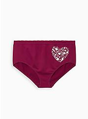 Berry Pink Doodle Heart Seamless Brief Panty, , hi-res