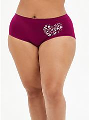 Berry Pink Doodle Heart Seamless Brief Panty, , hi-res