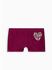Berry Pink Doodle Heart Seamless Boyshort Panty, , hi-res