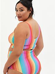 Rainbow Stripe Scoop Bikini Top, MULTI, alternate
