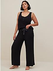 Super Soft Plush Drawstring Wide Leg Lounge Pant, BLACK, hi-res