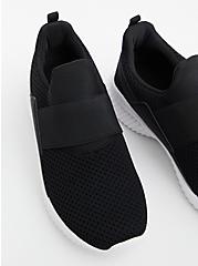 Plus Size Black Knit & Elastic Band No Lace Slip-On Sneaker (WW), BLACK, alternate