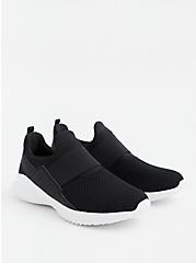 Plus Size Black Knit & Elastic Band No Lace Slip-On Sneaker (WW), BLACK, hi-res